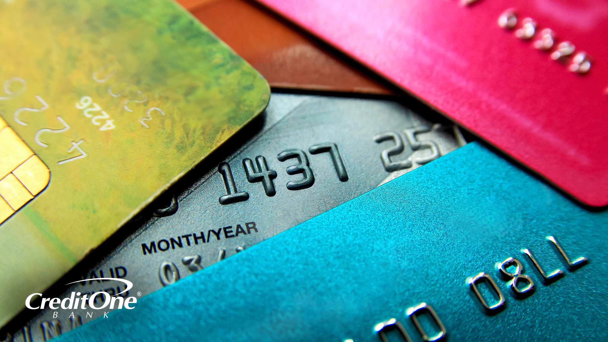 Close-up view of a stack of miscellaneous credit cards.