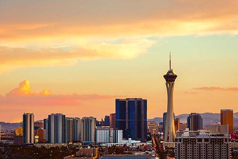 The STRAT SkyPod & Observation Deck towering over the Las Vegas skyline