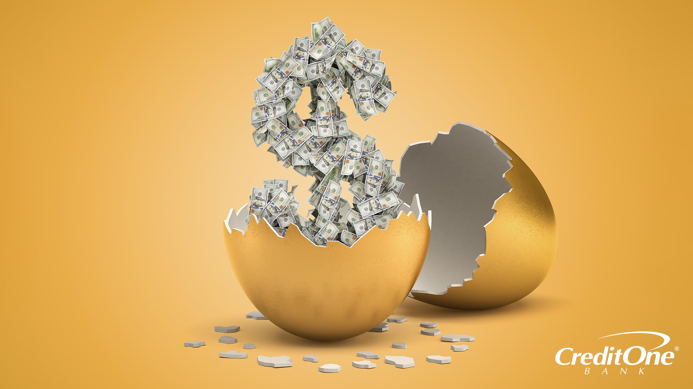 An egg hatches, revealing a dollar sign of cash inside signifying the maturity date of a certificate of deposit.