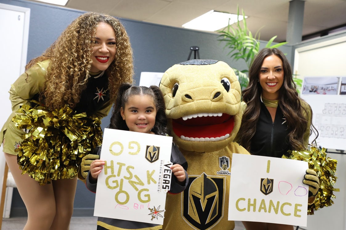 Vegas Golden Knights cheerleaders surprise families at Family Promise of Las Vegas