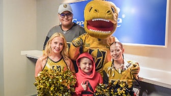 Vegas Golden Knights' mascot and fans