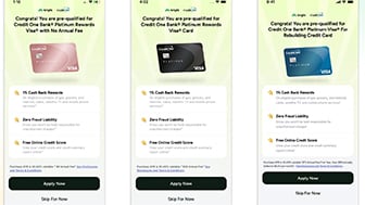 Credit One Bank credit cards offered on the Bright Money platform.