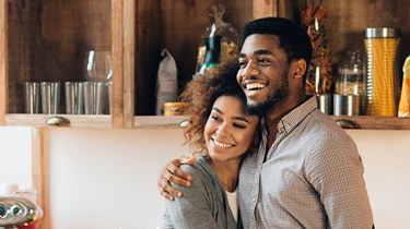 young couple kitchen