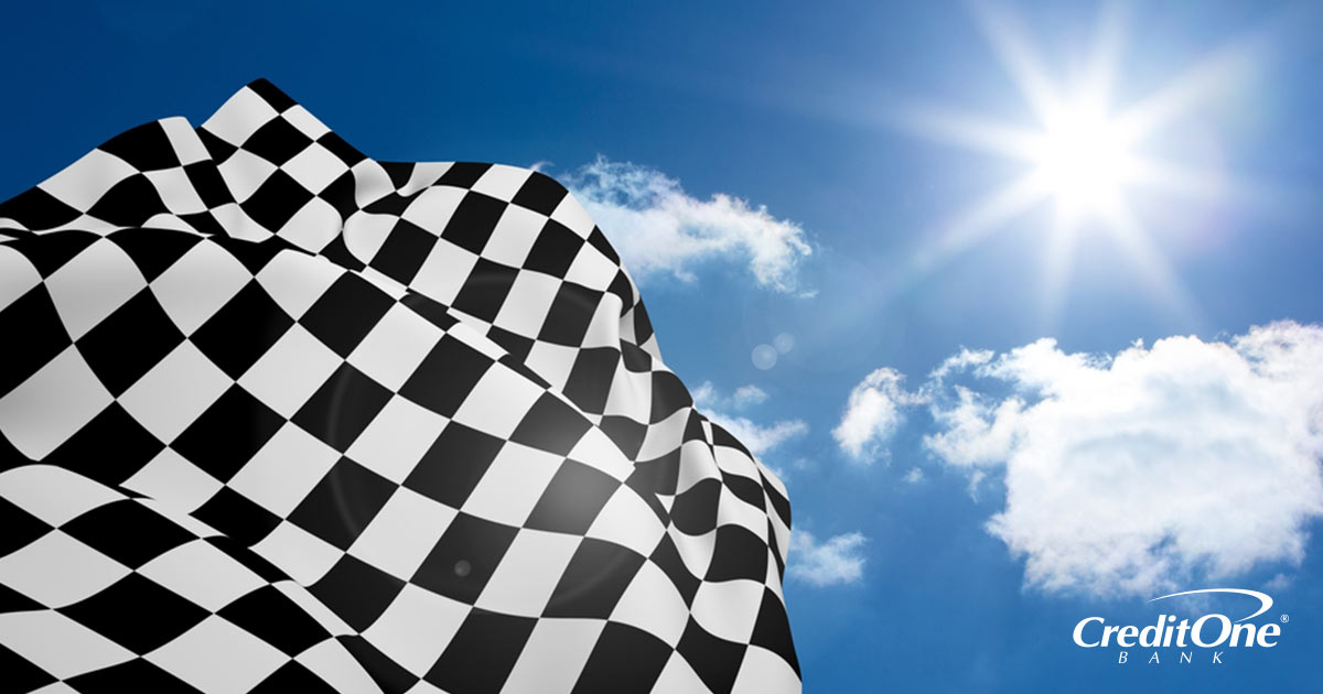Signature checkered flag waving on race day