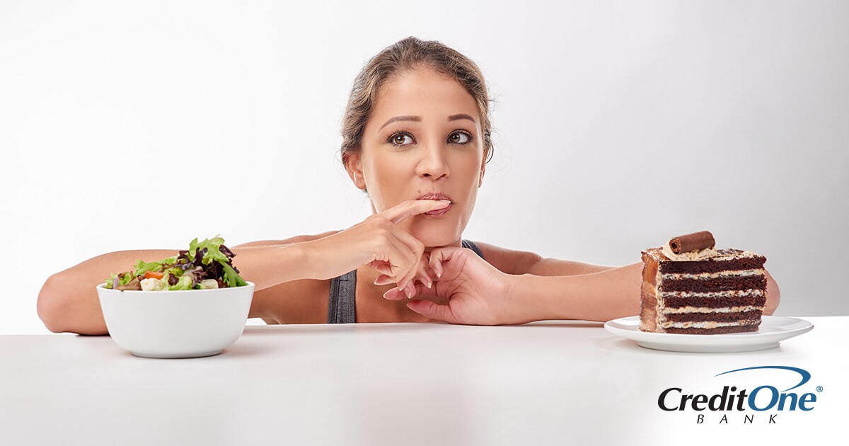 Chocolate cake vs. hearty salad - what you want vs. what you need Chocolate cake vs. hearty salad - what you want vs. what you need