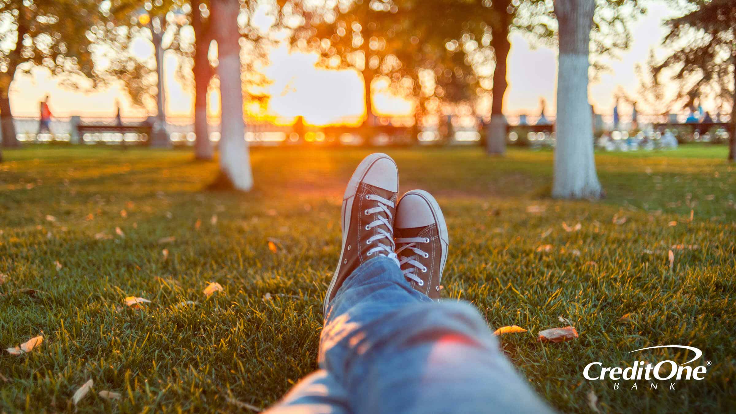 Laying in the park with peace of mind Laying in the park with peace of mind