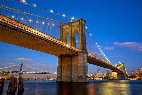 The historic neo-gothic Brooklyn Bridge