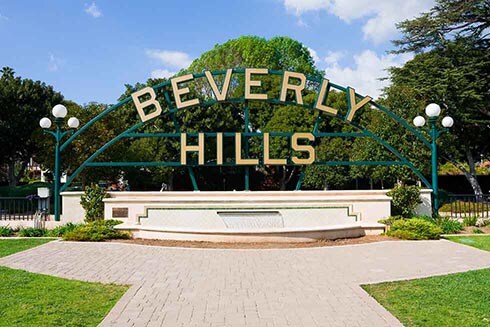The iconic Beverly Hills sign at Beverly Gardens Park