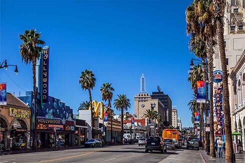 Hollywood Boulevard, home to the Hollywood Walk of Fame