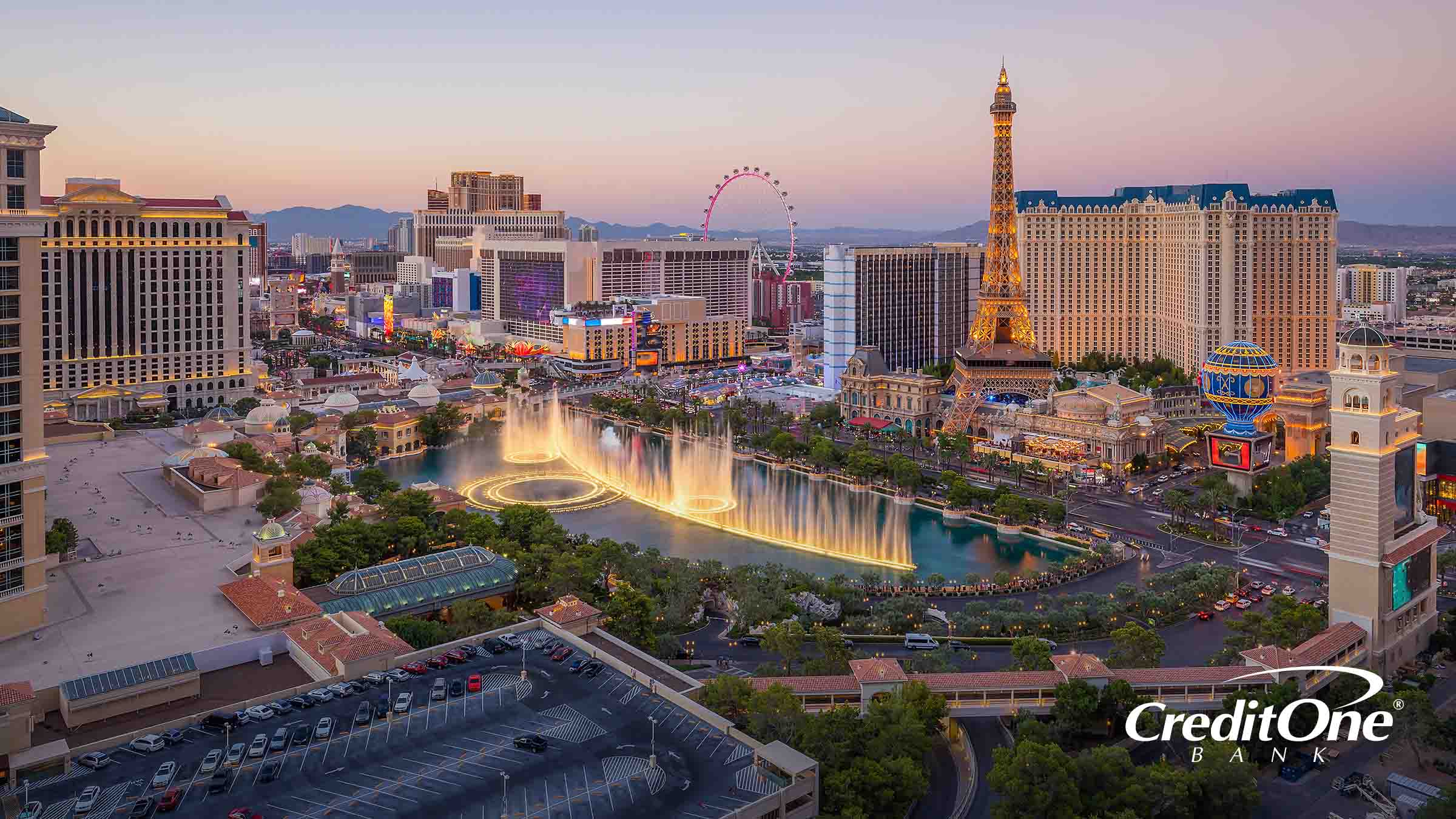 Aerial view of Paris Hotel and Casino the Strip, Las Vegas, Nevada