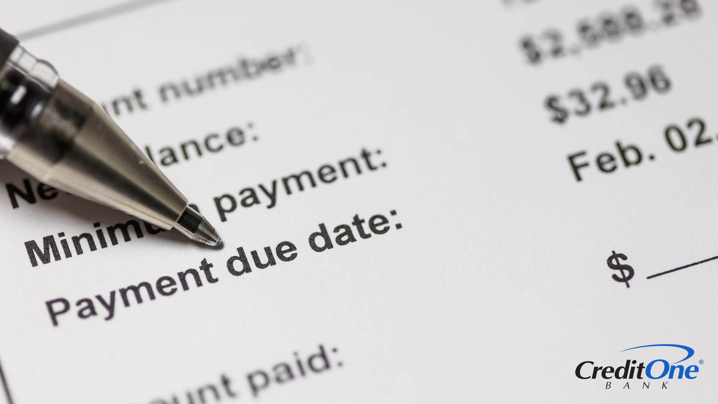 Close-up of a credit card statement showing the payment due date
