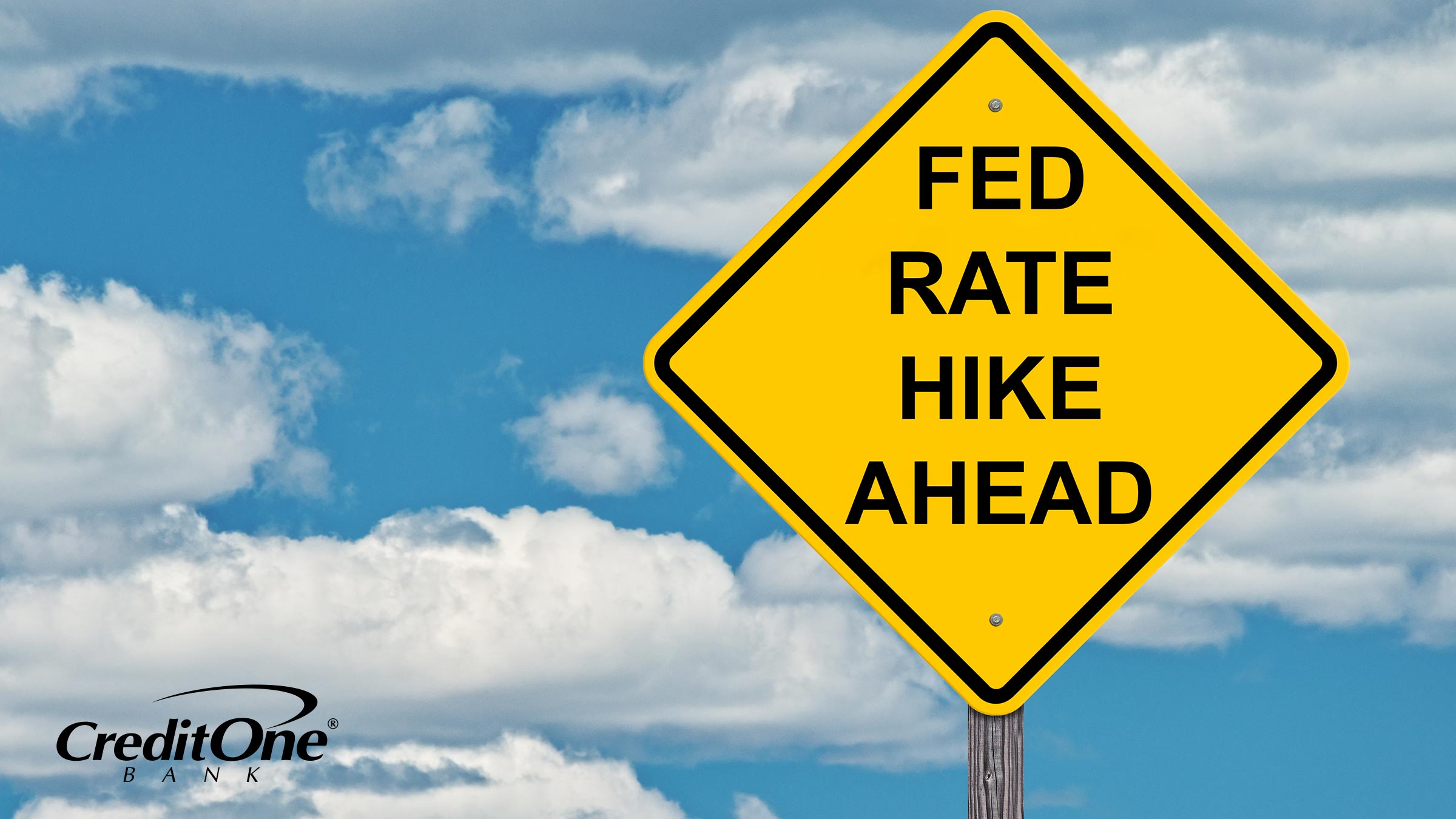 A street sign alerting of a fed rate hike ahead. A street sign alerting of a fed rate hike ahead.