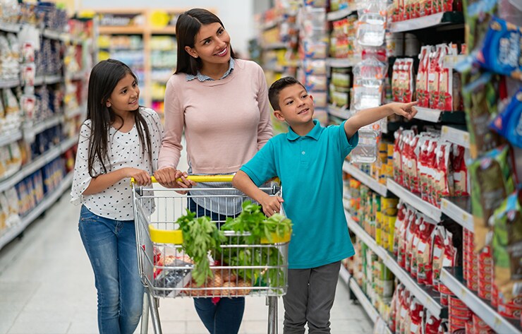 A Family Shopping for Groceries