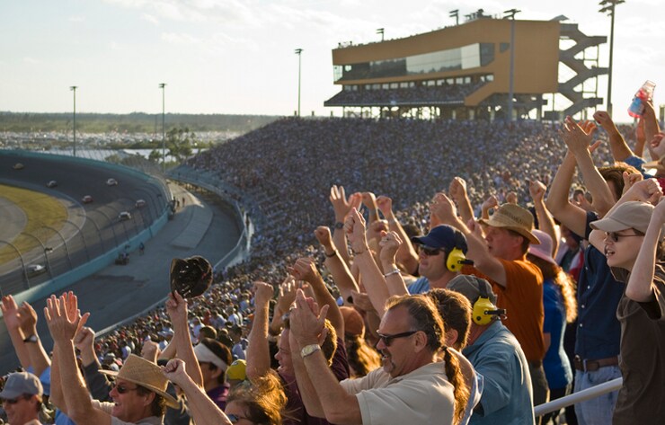 Fans Celebrating at a NASCAR Race