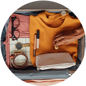 Open Suitcase with Clothes and Accessories