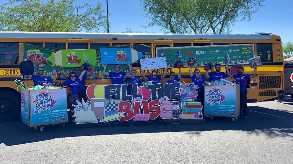Credit One Bank employees show their support for Communities In Schools of Nevada and the Nevada Partnership for Homeless Youth by donating to students in need.