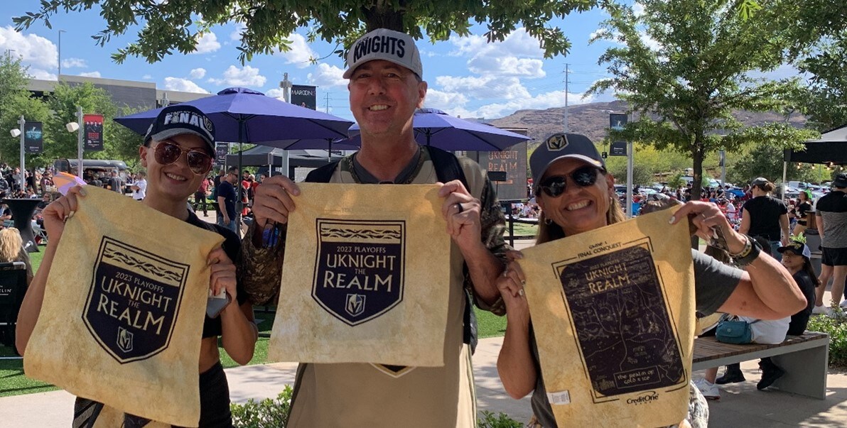 During the Stanley Cup Final viewing party on The Lawn at Downtown Summerlin, Credit One Bank surprised fans with rally towels, autographed gear and more.