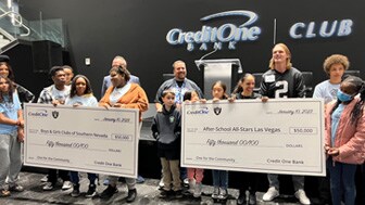 Credit One Bank and Raiders superstar kicker Daniel Carlson celebrated the conclusion of the second year of the One for the Community program by donating a total of $100,000 to local charities, After-School All-Stars and Boys & Girls Clubs of Southern Nevada. The celebration was held at the exclusive Credit One Club, located inside Allegiant Stadium.