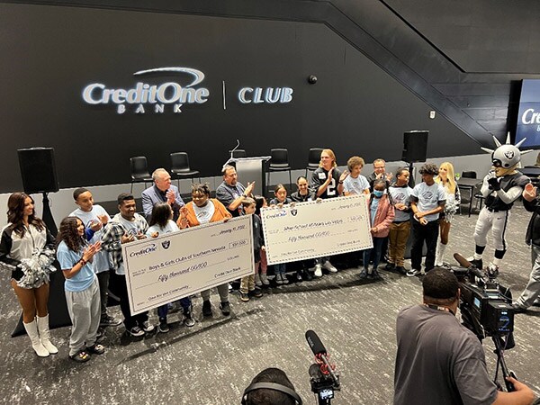 Credit One Bank and Raiders superstar kicker Daniel Carlson celebrated the conclusion of the second year of the One for the Community program by donating a total of $100,000 to local charities, After-School All-Stars and Boys & Girls Clubs of Southern Nevada. The celebration was held at the exclusive Credit One Club, located inside Allegiant Stadium.